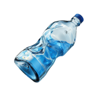 Squashed empty water bottle isolated on Transparent background showing distorted shape and design, Squashed Empty Water Bottle isolated on background png