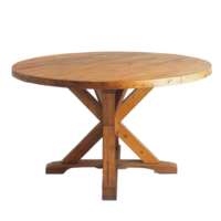Round wooden dining table with a natural finish on a Transparent background, ideal for stylish dining spaces, Round wooden dining table, background png
