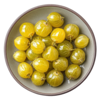 Star gooseberries arranged neatly in a bowl on a clean white surface showcasing their vibrant colors, star gooseberry in a plateisolated on Transparent background png