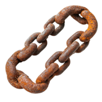 Rusty chain isolated on a Transparent background showcasing age and wear, rusty chain isolated on white png