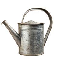 Watering can ready for gardening tasks in an isolated outdoor area, watering metal can for gardening on isolatedisolated on Transparent background png