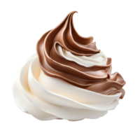 Whipped cream blend featuring rich chocolate and smooth vanilla on a Transparent background, white and chocolate whipped cream isolated on png