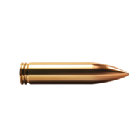 Speeding bullet in side view showcases sleek design and streamlined form against a white backdrop, Speeding Bullet Side View Isolated on Transparent background, background png