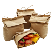 Sack lunches on a Transparent background showcasing homemade meals for school or work, Sack lunches, background png