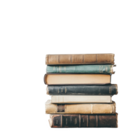 Vintage stack of books resting on a rustic wooden table with a minimalistic white backdrop, stack books sitting on a wooden table, Transparent background png