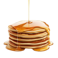 Delicious stack of pancakes drizzled with golden honey syrup on a clean background, stack pancake with honey syrup on isolatedisolated on Transparent background png