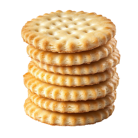 Stack of butter biscuits ready for snacking against a clean Transparent background, stack butter biscuitsisolated on background png