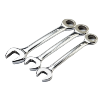Chrome spanner tools arranged in a row showcasing precision and durability for mechanical tasks, Spanner chrome metal wrench tools png