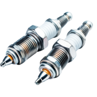 Spark plugs showcasing design and function with metallic and white elements on clean backdrop, spark plugs, Transparent background png