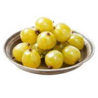 Star gooseberries served on a decorative plate isolated against a Transparent background, star gooseberry in a plateisolated on background png