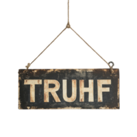 Truth sign hanging on a rustic wall with a Transparent background, sign with the word truth hanging from it, background png