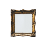 Elegant picture frame hanging on a plain white wall in a minimalist setting, sign that says room with a picture frame in the middle, Transparent background png