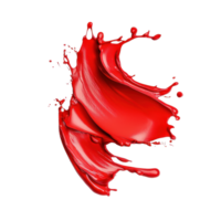 Vivid red paint splash isolated on a Transparent background creating an artistic expression of movement and color, Vivid Red Paint Splash Isolated on png