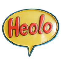 Bright and cheerful sign saying hello in a colorful speech bubble design, sign that says hello in a speech bubble, Transparent background png