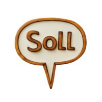 Speech bubble featuring the word sell crafted from wood on a plain Transparent background for promotional use, speech bubble with the word sell on it, background png