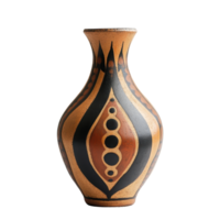 Elegant vase with intricate brown and black design against a Transparent background showcasing artistic craftsmanship, vase with a brown and black design on it, background png