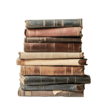 pila di vecchio libri riposo su un' bianca superficie contro un' semplice trasparente sfondo, pila vecchio libri su un' bianca superficie, sfondo png