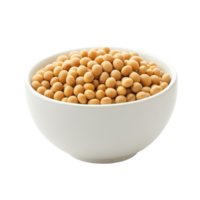 Soybeans in white bowl showcase their natural color against an isolated Transparent background, Soybeans in white bowl isolated on background png