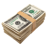 Stack of dollar banknotes isolated on a Transparent background showcasing financial wealth and currency arrangement, Stack dollar banknotes isolated on png