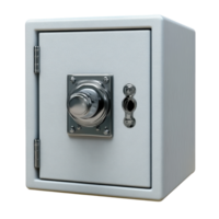 Safe box with a secure locking mechanism isolated on a plain Transparent background, Safe box isolated on png
