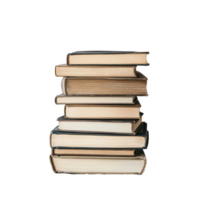 Stack of vintage books resting on a rustic wooden table against a white backdrop, stack books sitting on a wooden table, Transparent background png