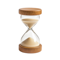 Classic hourglass with wooden accents isolated on a Transparent background for a timeless decor touch, sandglass backgroundisolated on background png