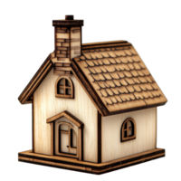 Small wooden house with chimney showcasing intricate design and craftsmanship in a cozy and inviting style, small wooden house with a chimney and a window, Transparent background png