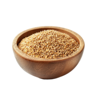 Wheat germ in a wooden bowl placed on a Transparent background for culinary and nutritional purposes, Wheat germ in wood bowlisolated on background png