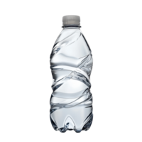 Squashed empty water bottle isolated on a Transparent background highlighting its unique shape and texture, Squashed Empty Water Bottle isolated on background png