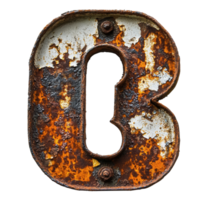 Rusty number sign on a Transparent background showcasing weathered texture and aged patina, rusty number sign with a rusted surface, background png