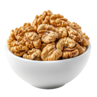Fresh walnuts in a white bowl on a clean Transparent background for cooking and baking, Walnuts in white bowl isolated on background png