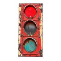 Rustic red traffic signal turned creative repurpose art piece for unique decor, Rustic Red Traffic Signal A Creative Repurpose, Transparent background png
