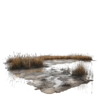 Mudflats and puddles in a wetland ecosystem under white atmospheric conditions, Wetland Ecosystem Mudflats and Puddles, Transparent background png