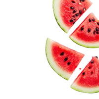 Fresh watermelon slices arranged on a clean Transparent background for a refreshing summer treat, Watermelon background with png