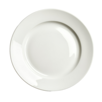 Ceramic plate in clean white color on a plain backdrop for dining and presentation purposes, white ceramic plate isolated on Transparent background png