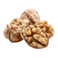 Walnuts on Transparent background, showcasing their unique texture and shape for culinary and health uses, Walnutsisolated on background png