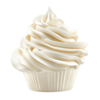 Whipped cream swirl in a cup showcasing its soft texture against a Transparent background, Whipped cream isolated on png