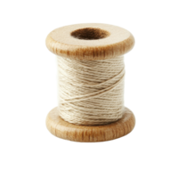 Spool of thread with a needle and thimble presented on a clean Transparent background for crafting and sewing tasks, Spool with needle and thimble isolated on white png