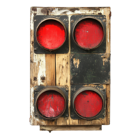 Rustic red traffic signal creatively repurposed with a unique wooden frame, Rustic Red Traffic Signal A Creative Repurpose, Transparent background png