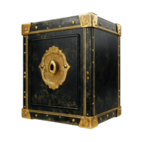 Secure safe box displaying ornate details on a clean Transparent background, Safe box isolated on png