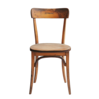 Vintage wooden chair with engraved name, showcasing craftsmanship and character against a clean Transparent background, wooden chair with a name on the back, background png
