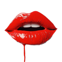 Vivid red lips create striking contrast against pure white backdrop for bold visual statement, Vivid Red Lip Pop, Transparent background png