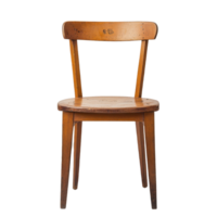 Wooden chair with name engraved on the back against a Transparent background in a minimalistic setting, wooden chair with a name on the back, background png