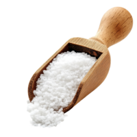 Wooden scoop filled with coarse salt isolated on Transparent background for culinary use and presentation, Salt in wooden scoopisolated on background png