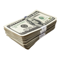 Wads of money stacked neatly on a Transparent background showcasing various denominations for financial representation, Wads Money isolated on background png