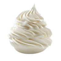 Whipped cream swirl on a clean Transparent background showcasing its fluffy texture and appealing design, whipped cream isolated on background png