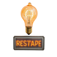 Brightly illuminated light bulb paired with a rustic sign reading recepti in a cozy indoor setting, sign with a light bulb and a sign that says reception, Transparent background png