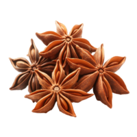 Star anise spice fruits and seeds displaying unique star-shaped structure on Transparent background, Star anise spice fruits and seeds isolated on png