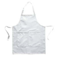 A white blank kitchen apron is displayed against a Transparent background, ideal for culinary activities, White blank kitchen apron isolated on png