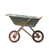 Wheelbarrow on Transparent background showcasing rustic charm and vintage design in a minimalist setting, Wheelbarrow, background png